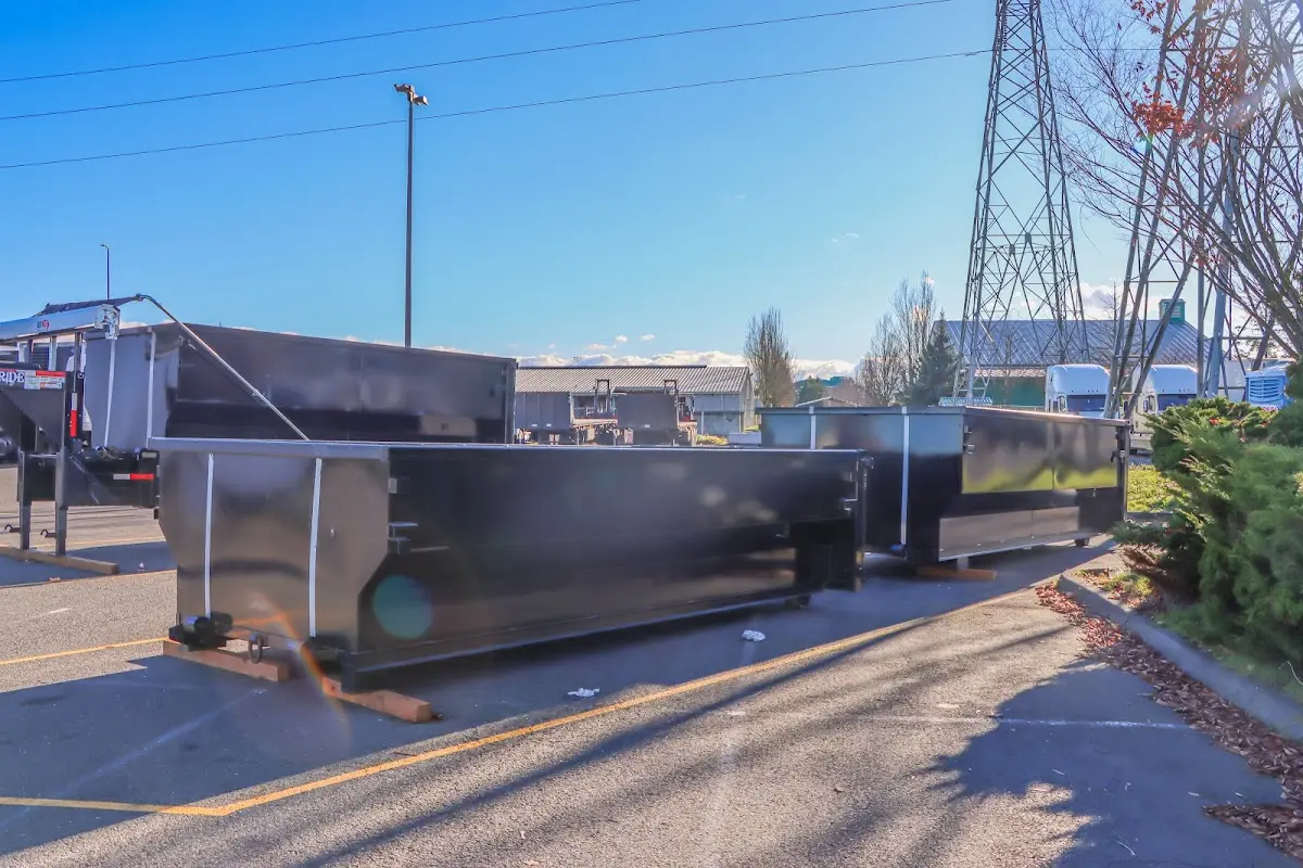 Roll-off dumpster ready for waste disposal at job site for Commercial Dumpster Rental in St. Johns